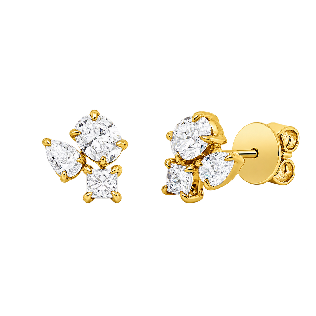 Ohrstecker PÉTALE in Gelbgold – Produktansicht | NÓIR Diamonds