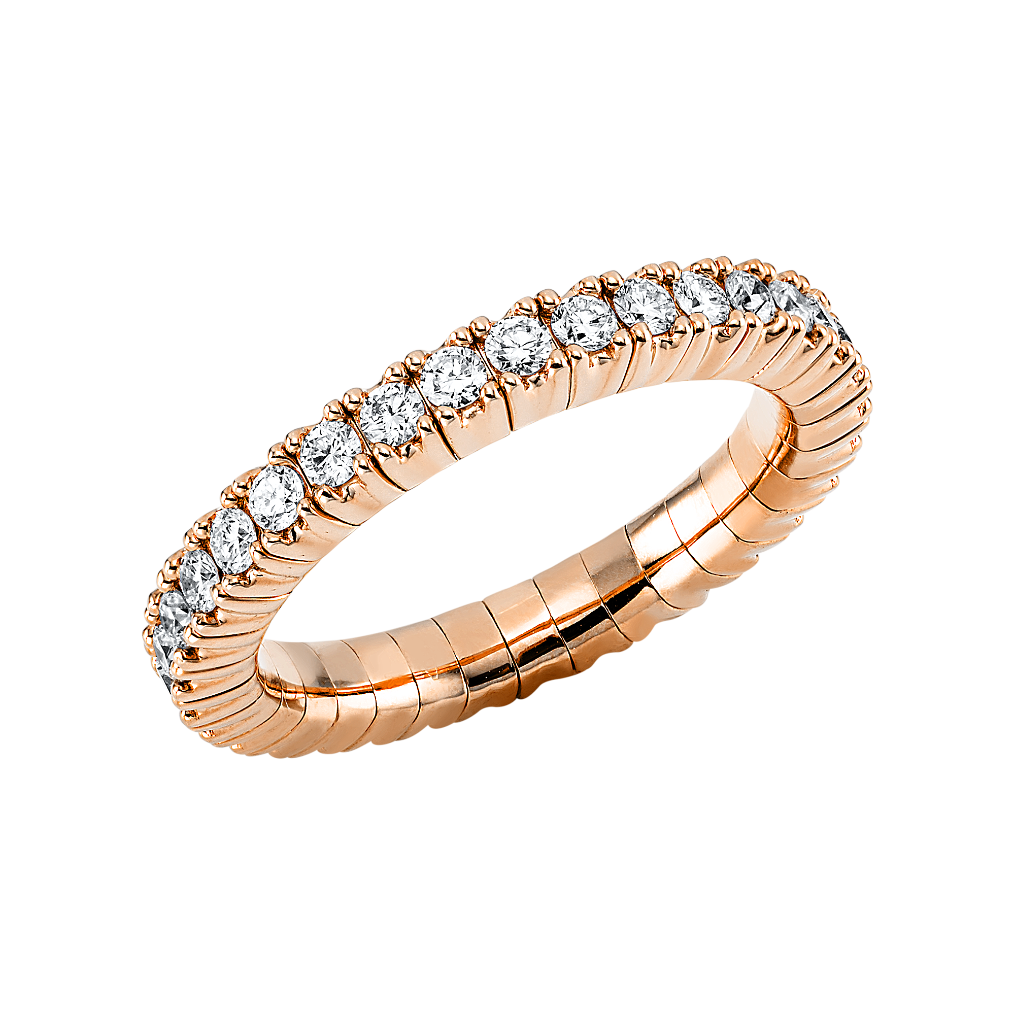 Ring 4er-Krappe 18 kt RG, Flex-Band, variabel
