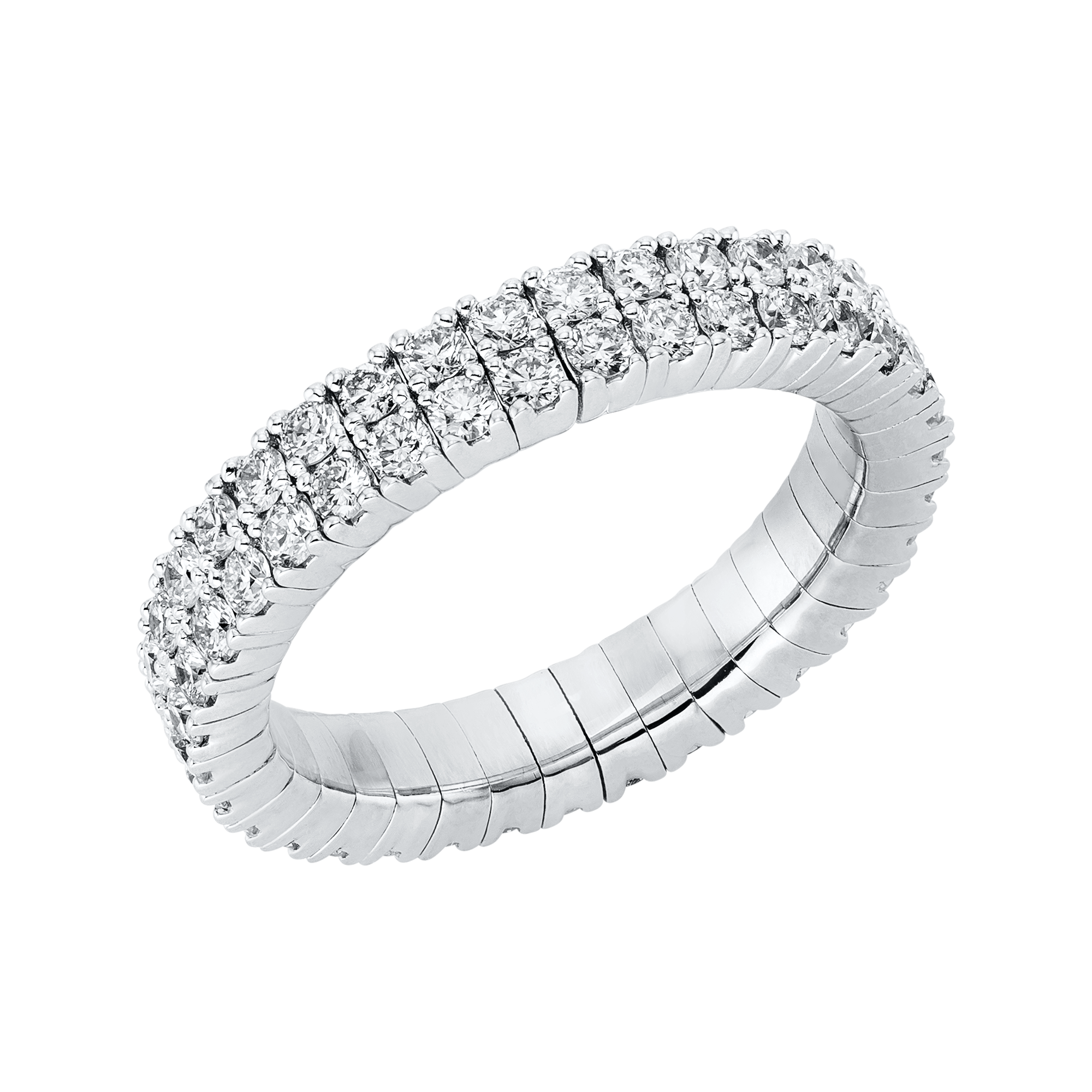 Ring 4er-Krappe 18 kt WG, Flex-Band, variabel