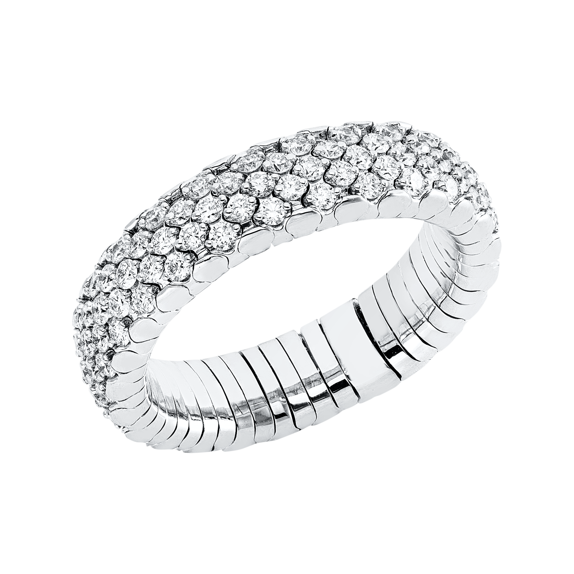 Ring 18 kt WG, Flex-Band, variabel, rhodinier