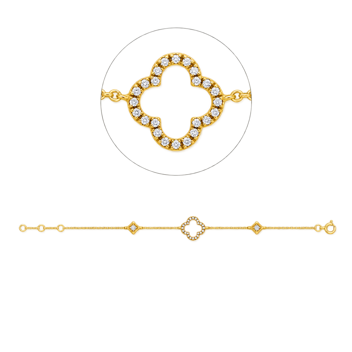 Diamantarmband Armband TRÈFLE in Gelbgold – Produktansicht | NÓIR Diamonds