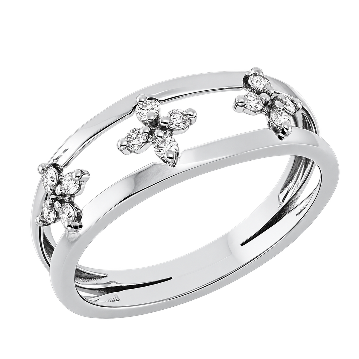 Diamantring Ring PÉTALE Duo in Weißgold – Produktansicht | NÓIR Diamonds