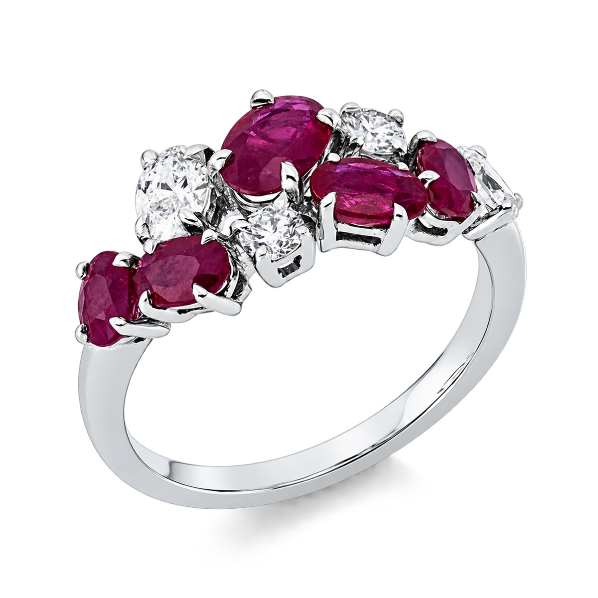 Rubinring Ring BOUQUET Rouge in Weißgold – Produktansicht | NÓIR Diamonds
