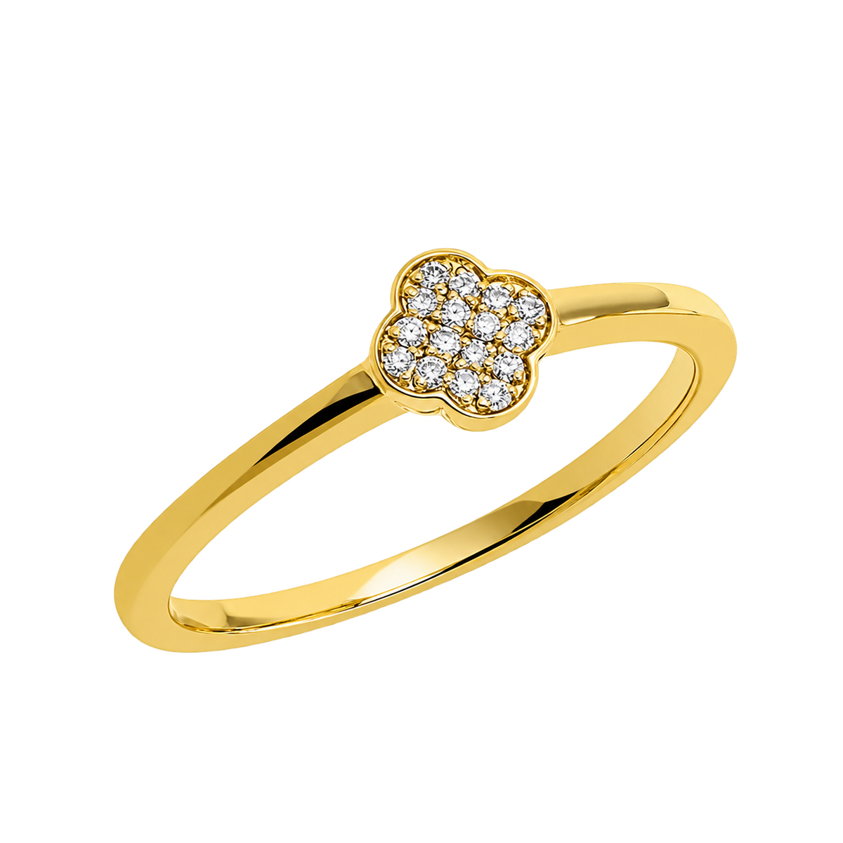 Ring TRÈFLE Pavé in Gelbgold – Produktansicht | NÓIR Diamonds