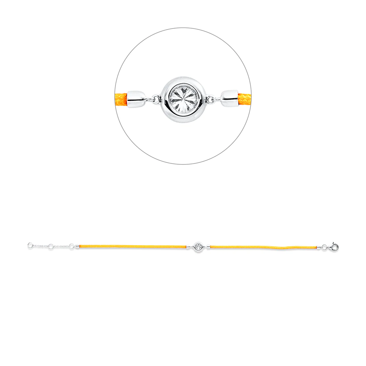 Leder- & Stoffband Armband Weißgold - 5G754