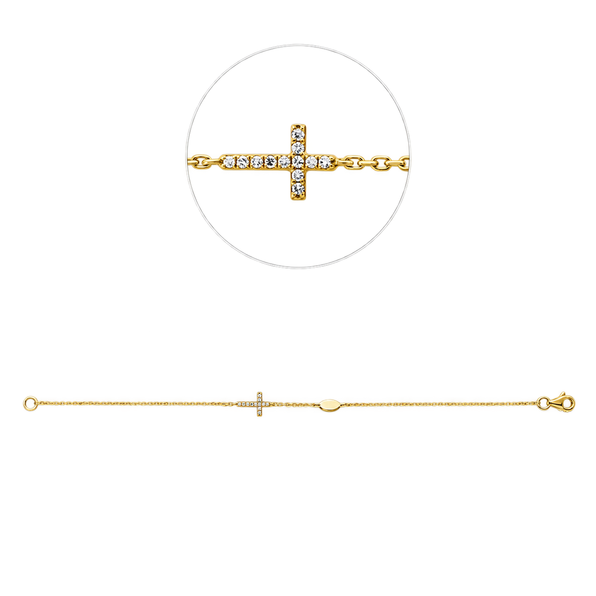 Diamantarmband Armband CROIX in Gelbgold – Produktansicht | NÓIR Diamonds