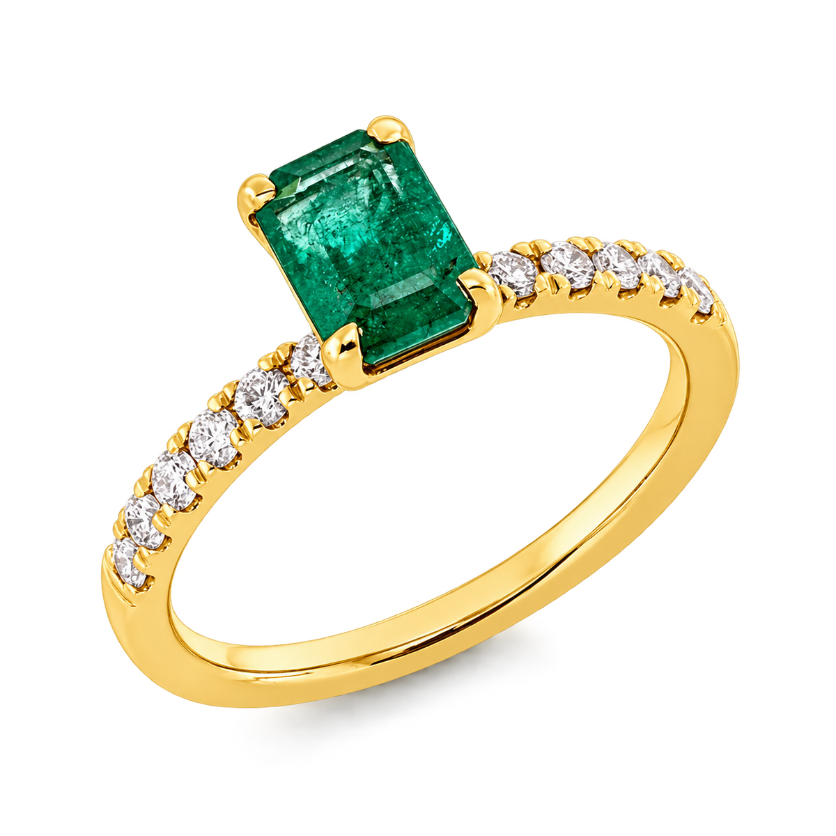 Smaragdring Ring ÉCLAT Emerald Vert in Gelbgold – Produktansicht | NÓIR Diamonds