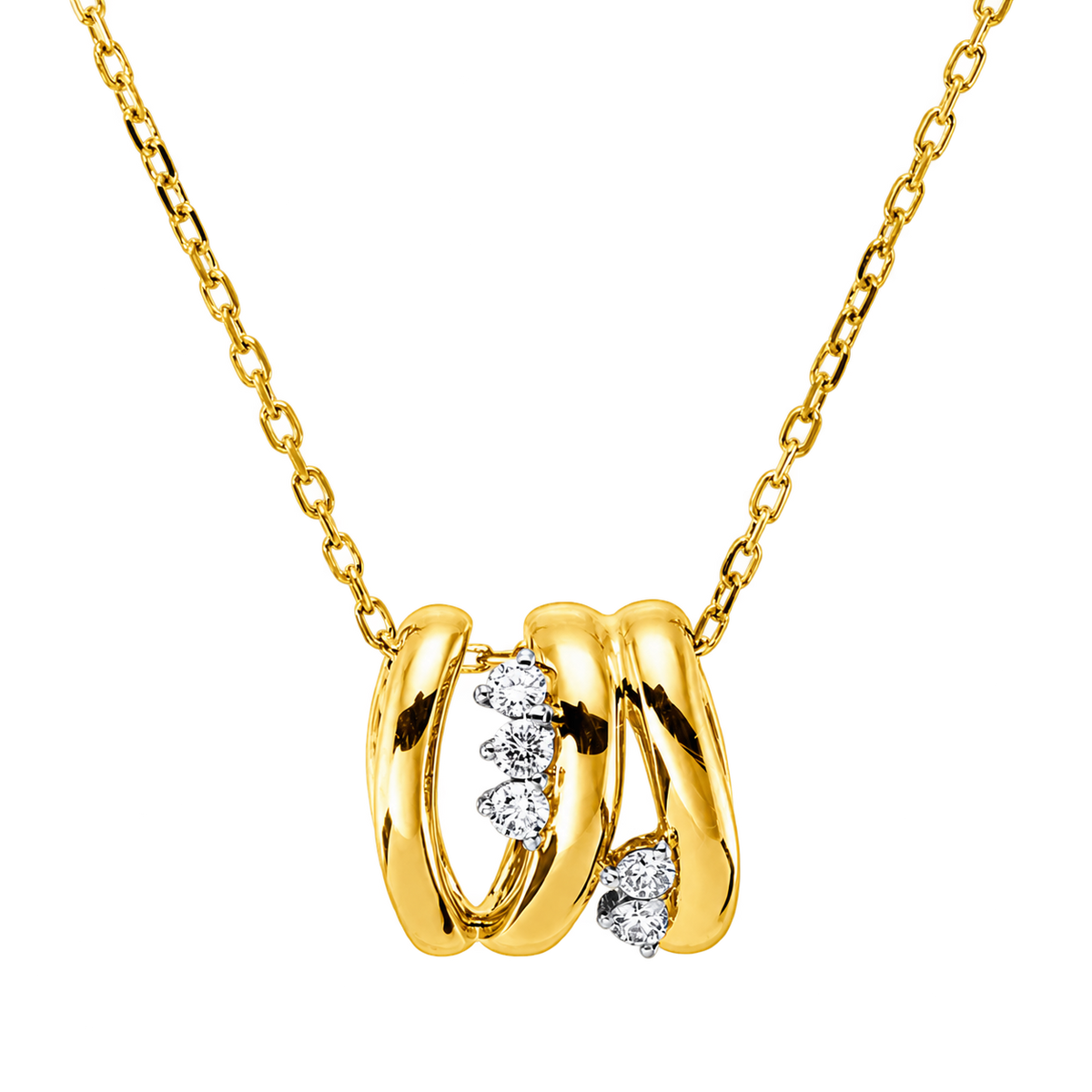 Diamantcollier Collier ANNEAUX, Weiß-/Gelbgold – Produktansicht | NÓIR Diamonds