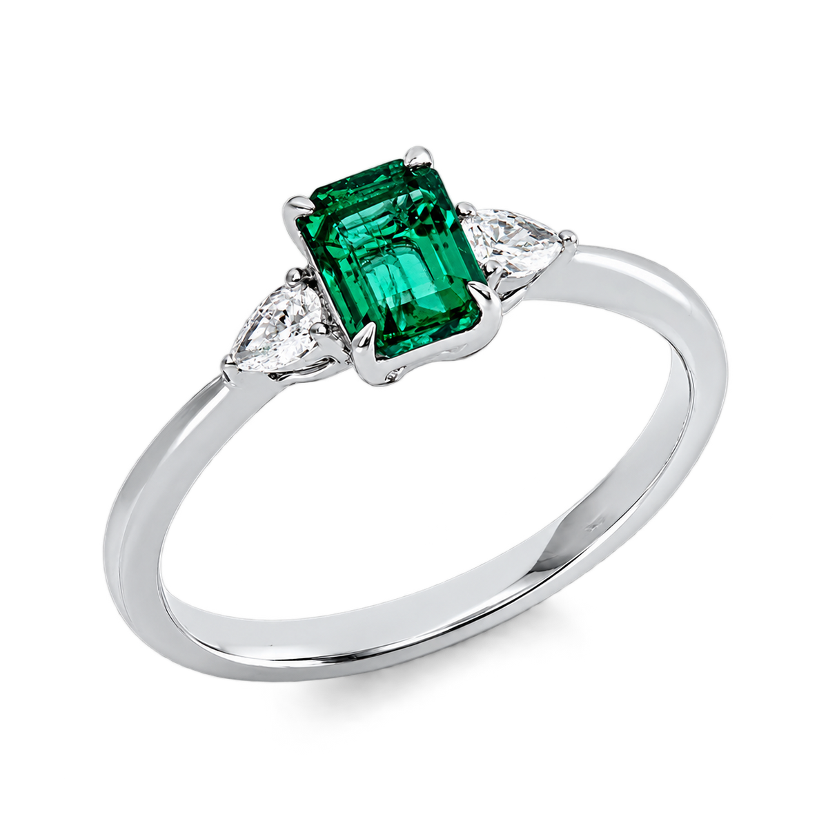 Smaragdring Ring TRILOGIE Vert in Weißgold – Produktansicht | NÓIR Diamonds