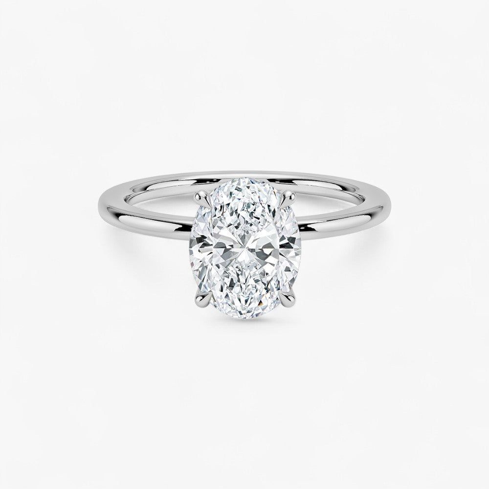 Ovaler Verlobungsring mit 2 Karat Diamant in Weissgold – edler Solitär in moderner Fassung, perfekte Wahl für den Verlobungsantrag.