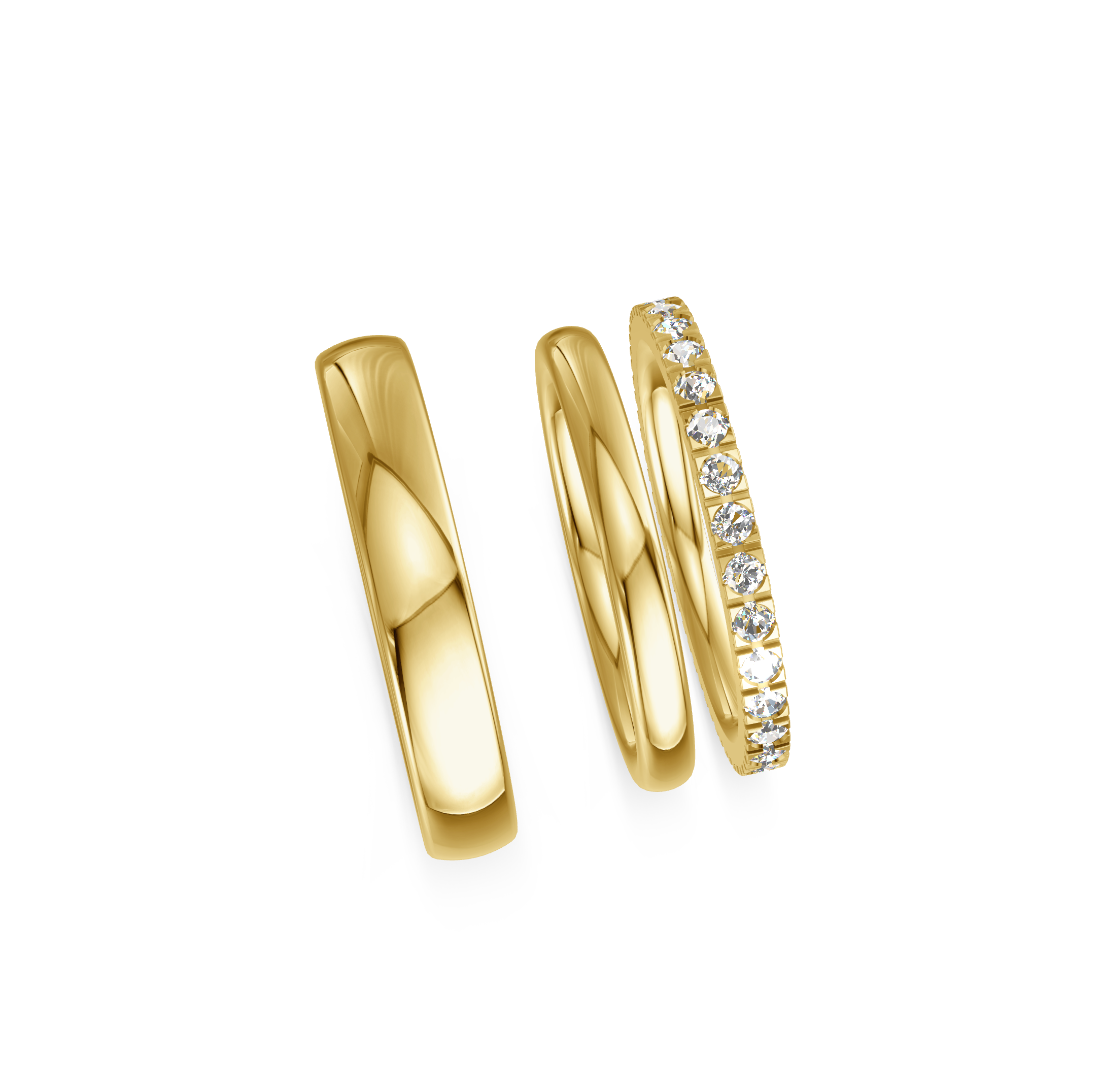 Manufaktur Trauringe mit Memoire Ring Gelbgold