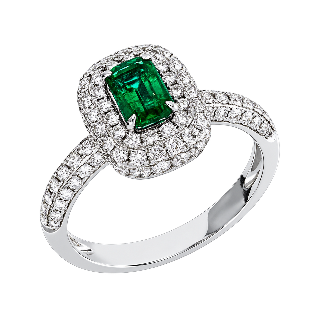 Smaragdring Ring AURÉOLE Vert in Weißgold – Produktansicht | NÓIR Diamonds