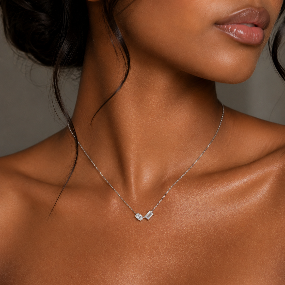 Baguette Collier 4O169 in Weißgold – weitere Produktansicht von NÓIR Diamonds