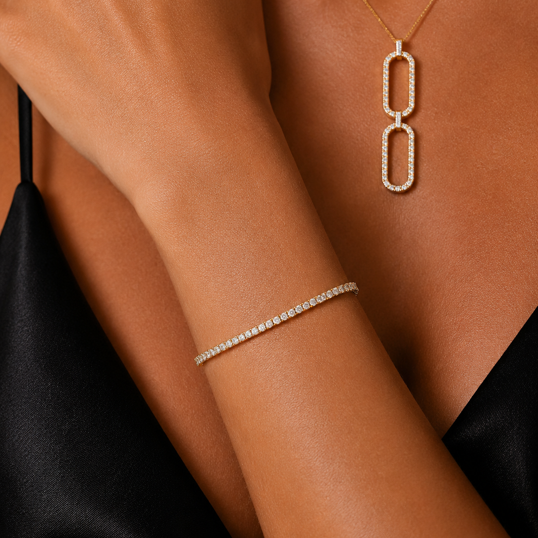 Tennisarmband Armreif Gelbgold - 6B402