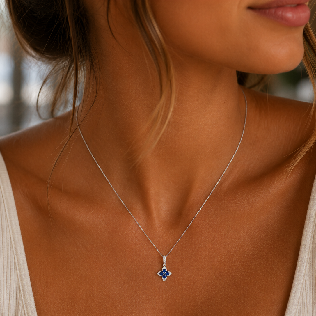 Farbstein Classic Anhänger 3I831 in Weißgold – weitere Produktansicht von NÓIR Diamonds