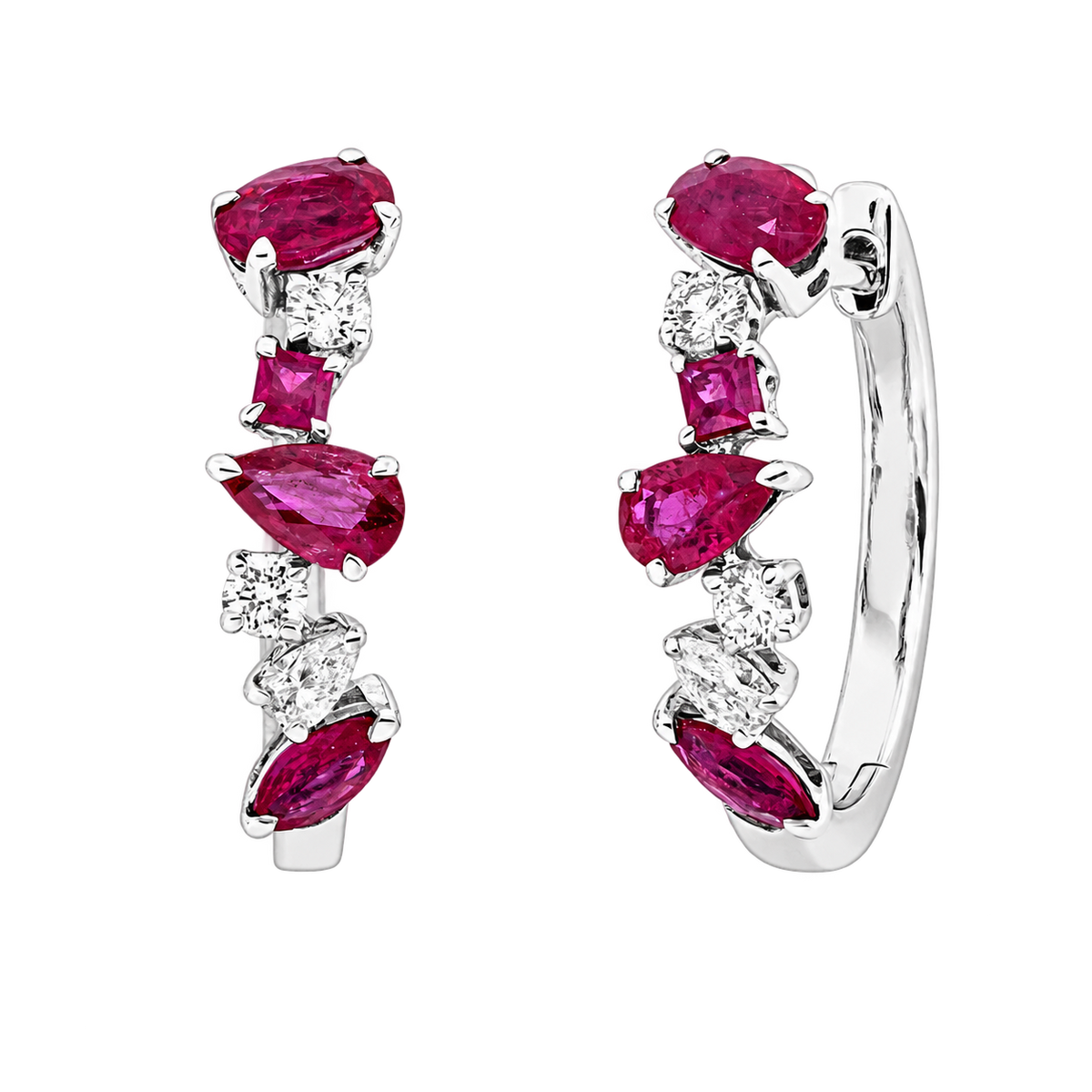Rubin Creolen SOIRÉE Rouge in Weißgold – Produktansicht | NÓIR Diamonds