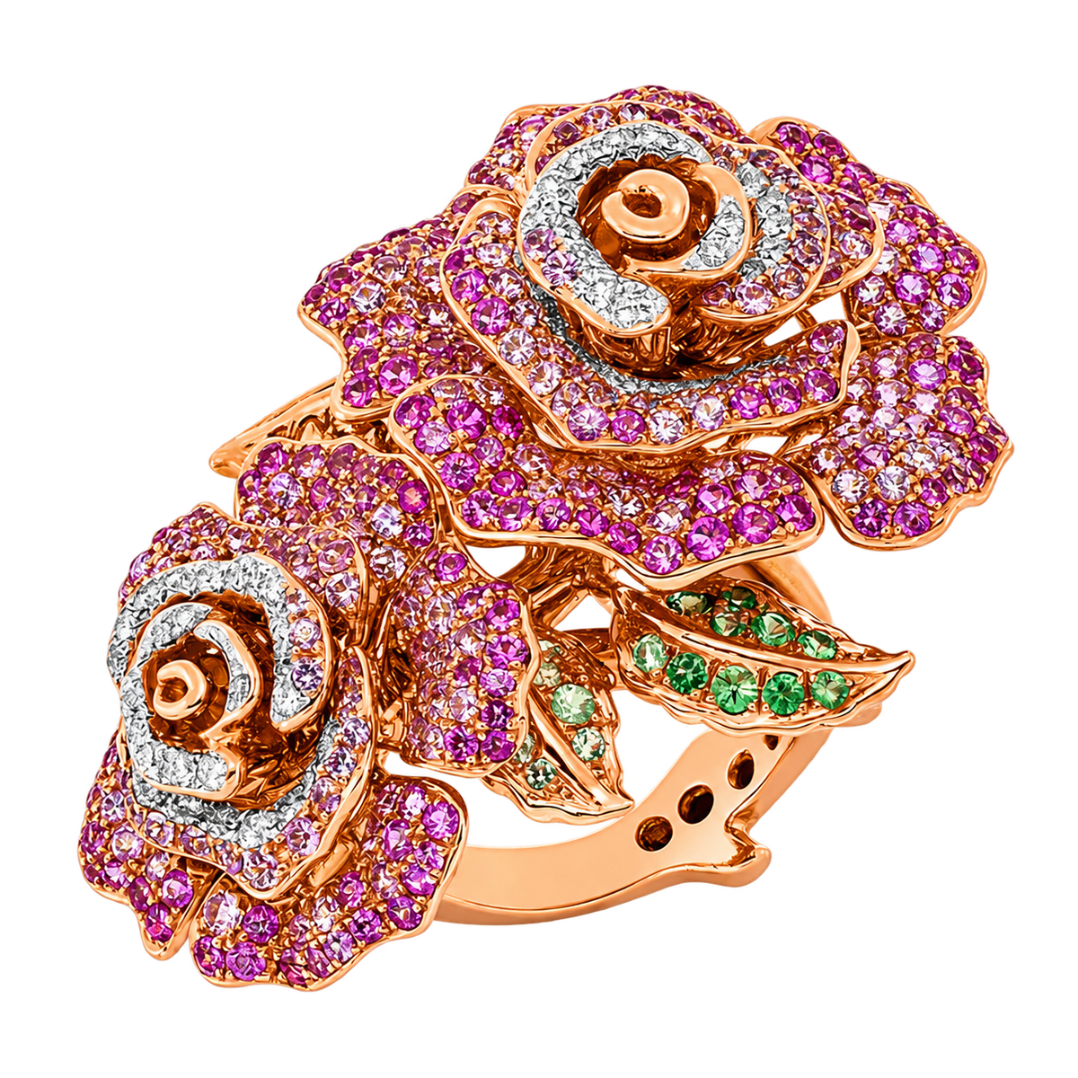 Blumenring Ring ROSE, Weiß-/Roségold – Produktansicht | NÓIR Diamonds