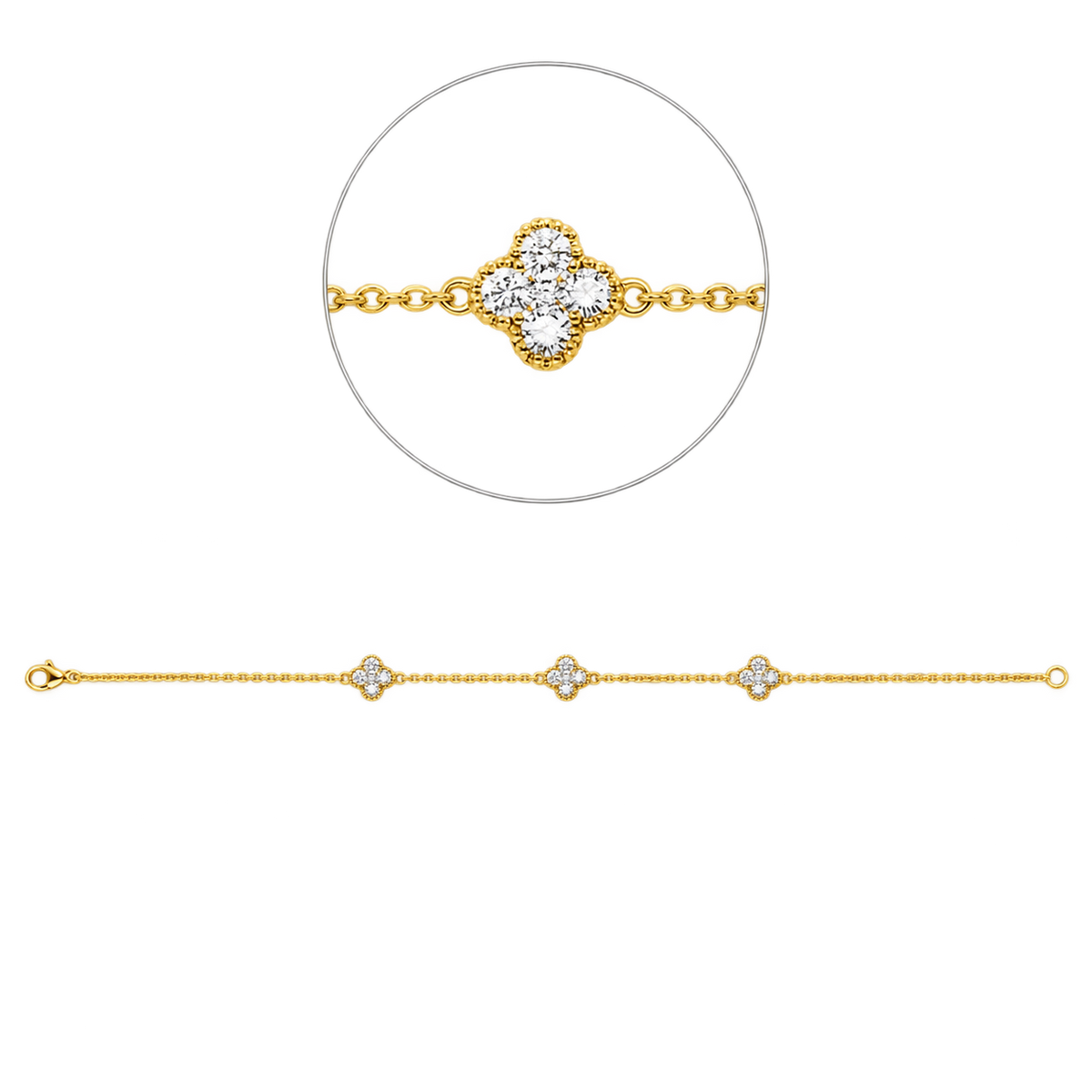 Diamantarmband Armband TRÈFLE Station in Gelbgold – Produktansicht | NÓIR Diamonds