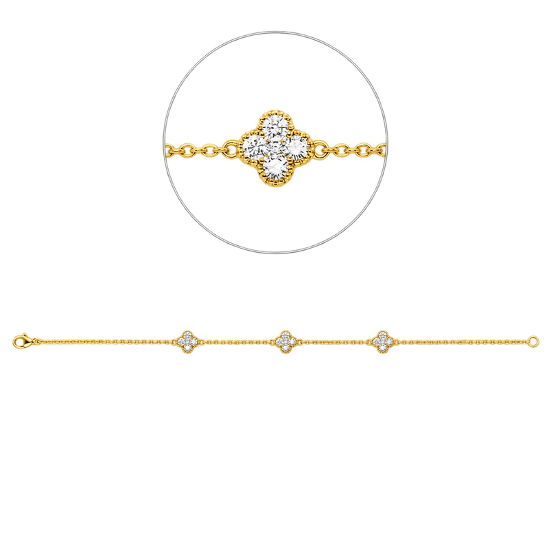 Diamantarmband Armband TRÈFLE Station in Gelbgold – Produktansicht | NÓIR Diamonds