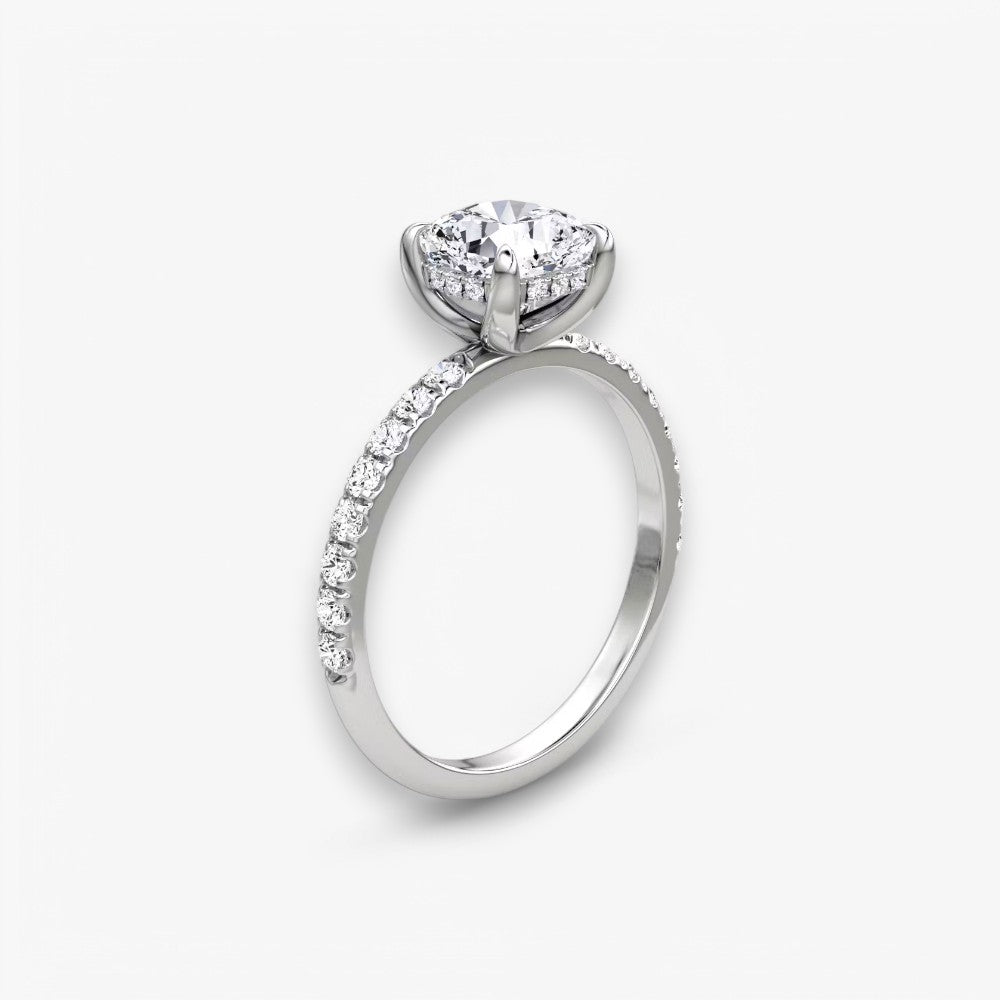 AMOUR (Cushion Platin mit Pave natürlicher Diamant)
