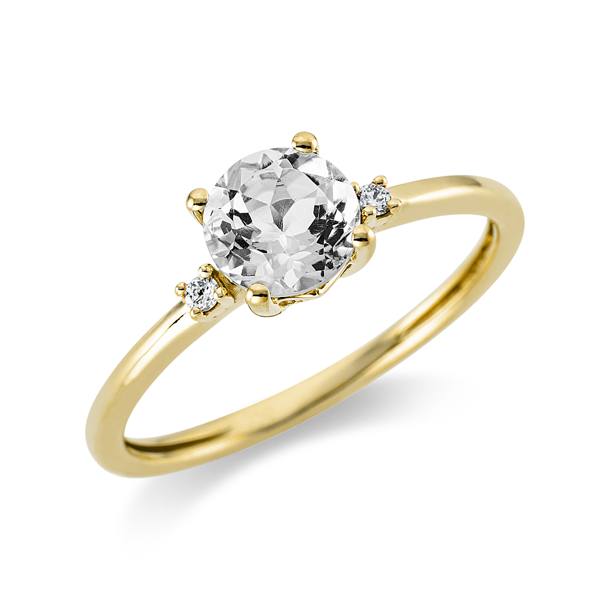 Ring 4er-Krappe 18 kt GG, Fassung rhodiniert