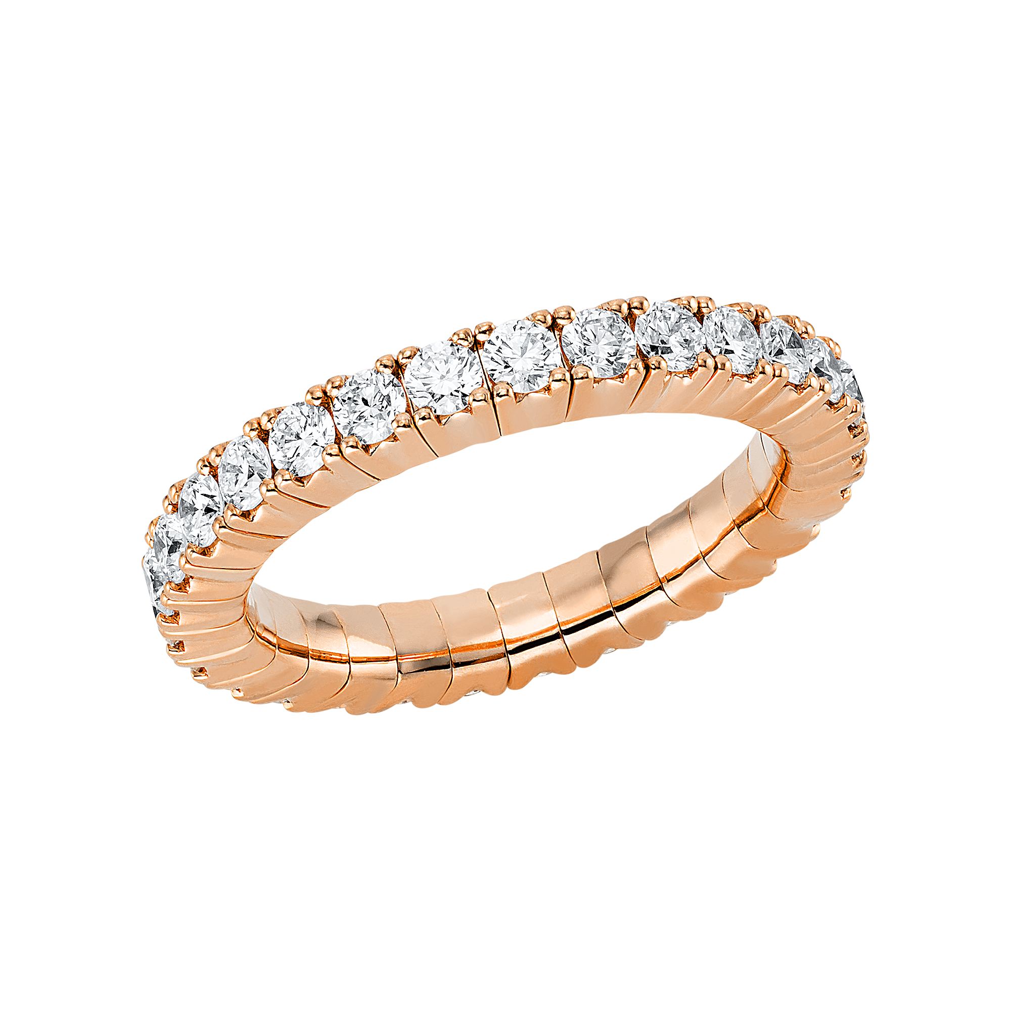 Ring 4er-Krappe 18 kt RG, Flex-Band, variabel