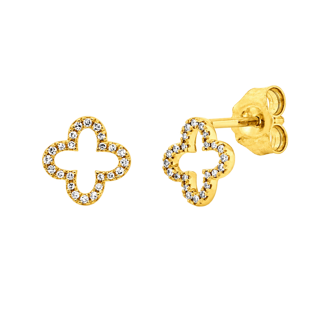 Ohrstecker TRÈFLE in Gelbgold – Produktansicht | NÓIR Diamonds