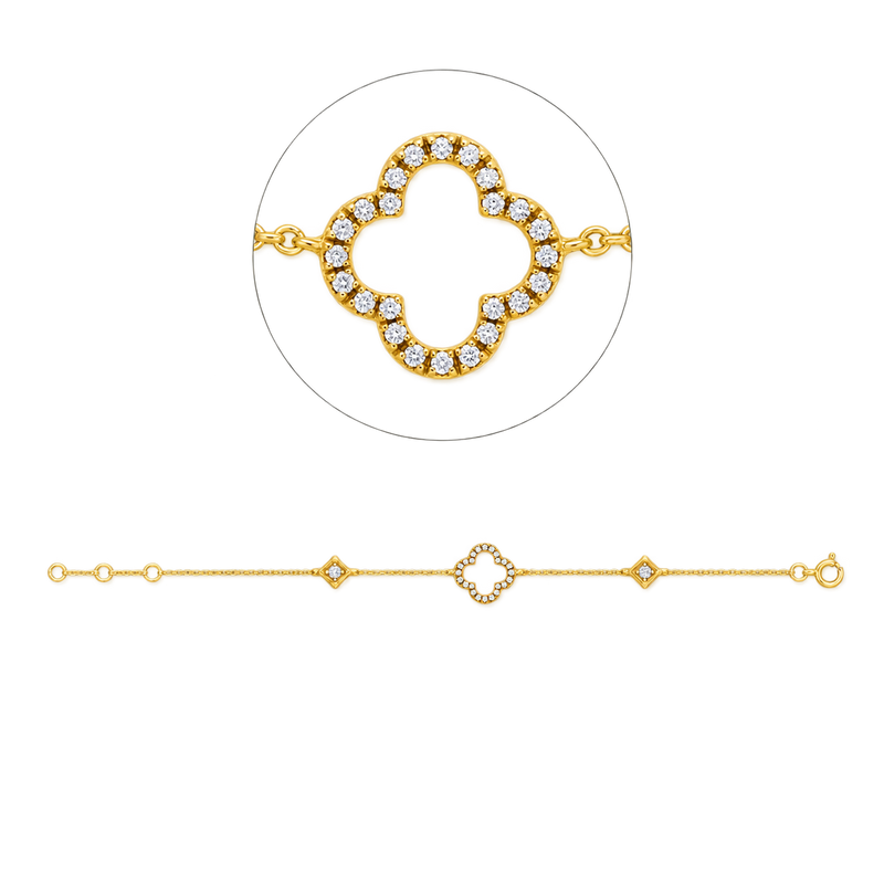 Diamantarmband Armband TRÈFLE in Gelbgold – Produktansicht | NÓIR Diamonds