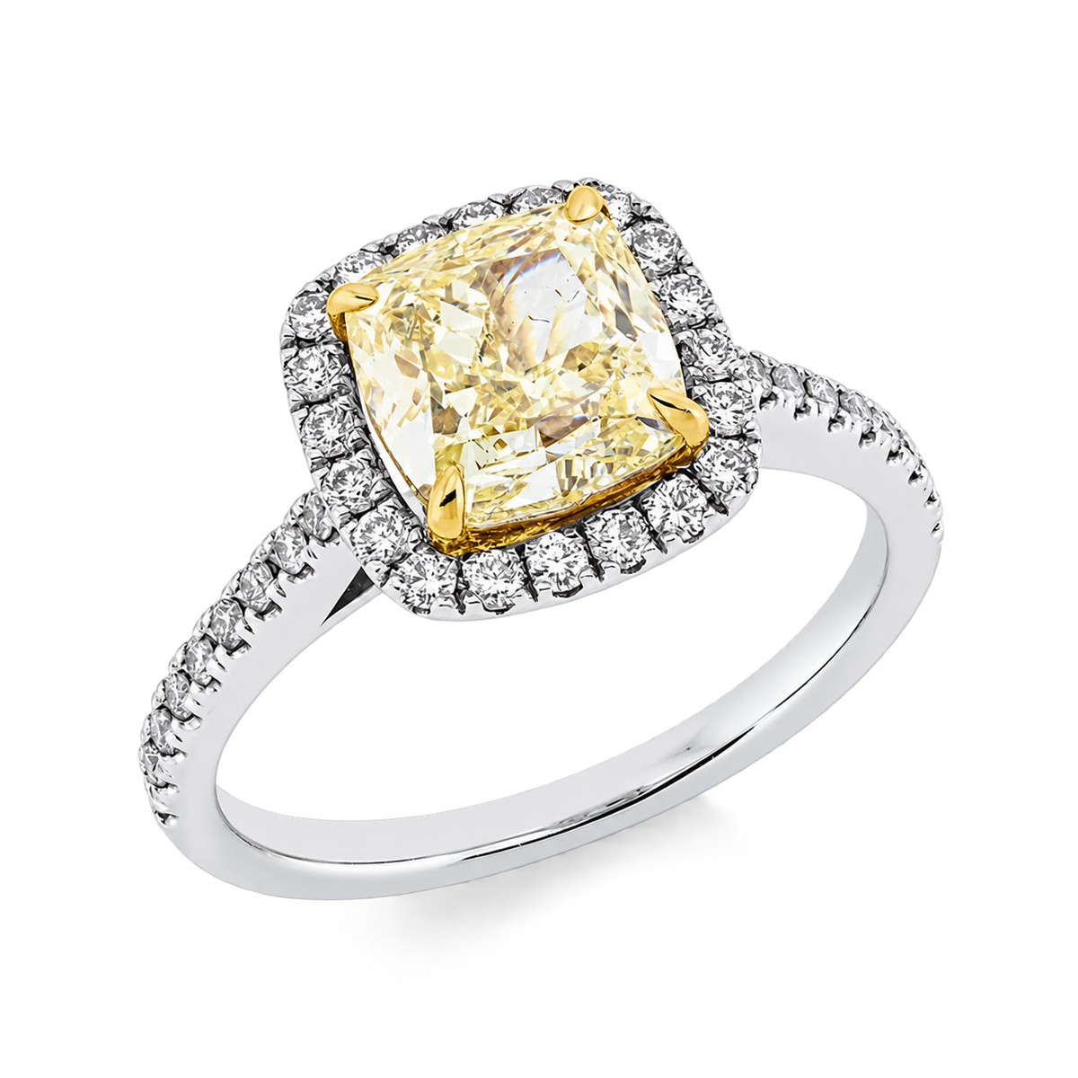 Fancy Ring AURÉOLE Jaune in Platin/Gelbgold – Produktansicht | NÓIR Diamonds