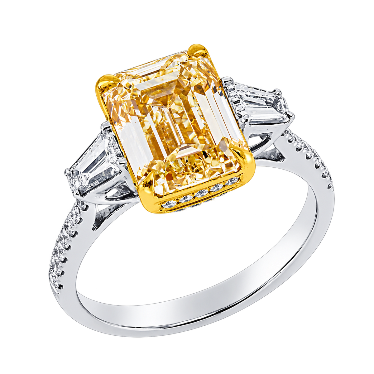 Gelber Ring TRILOGIE Jaune, Weiß-/Gelbgold – Produktansicht | NÓIR Diamonds