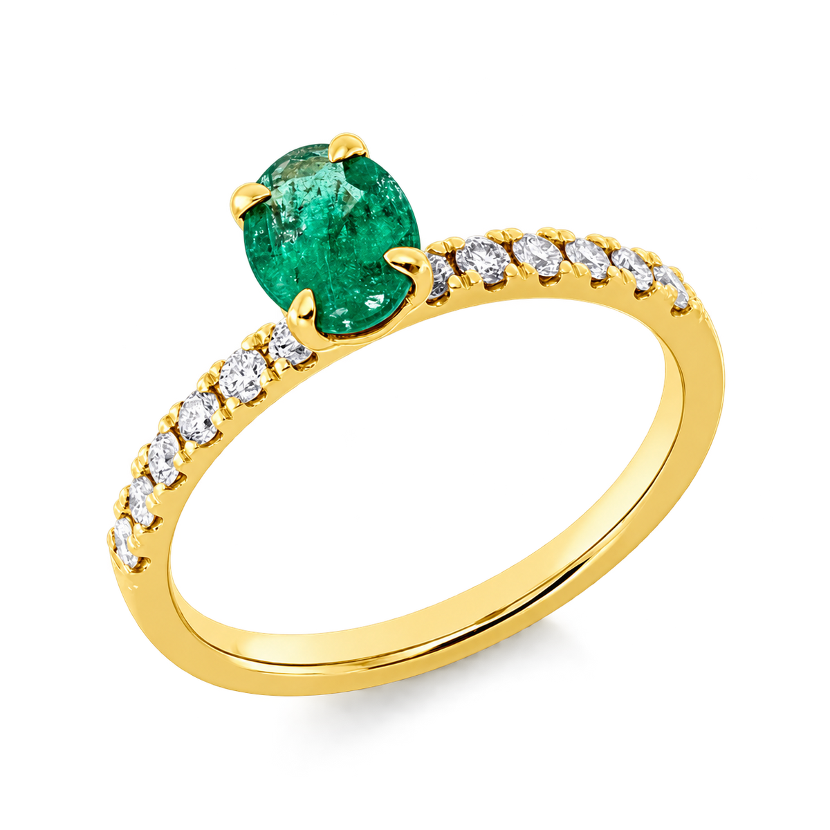 Smaragdring Ring ÉCLAT Vert in Gelbgold – Produktansicht | NÓIR Diamonds