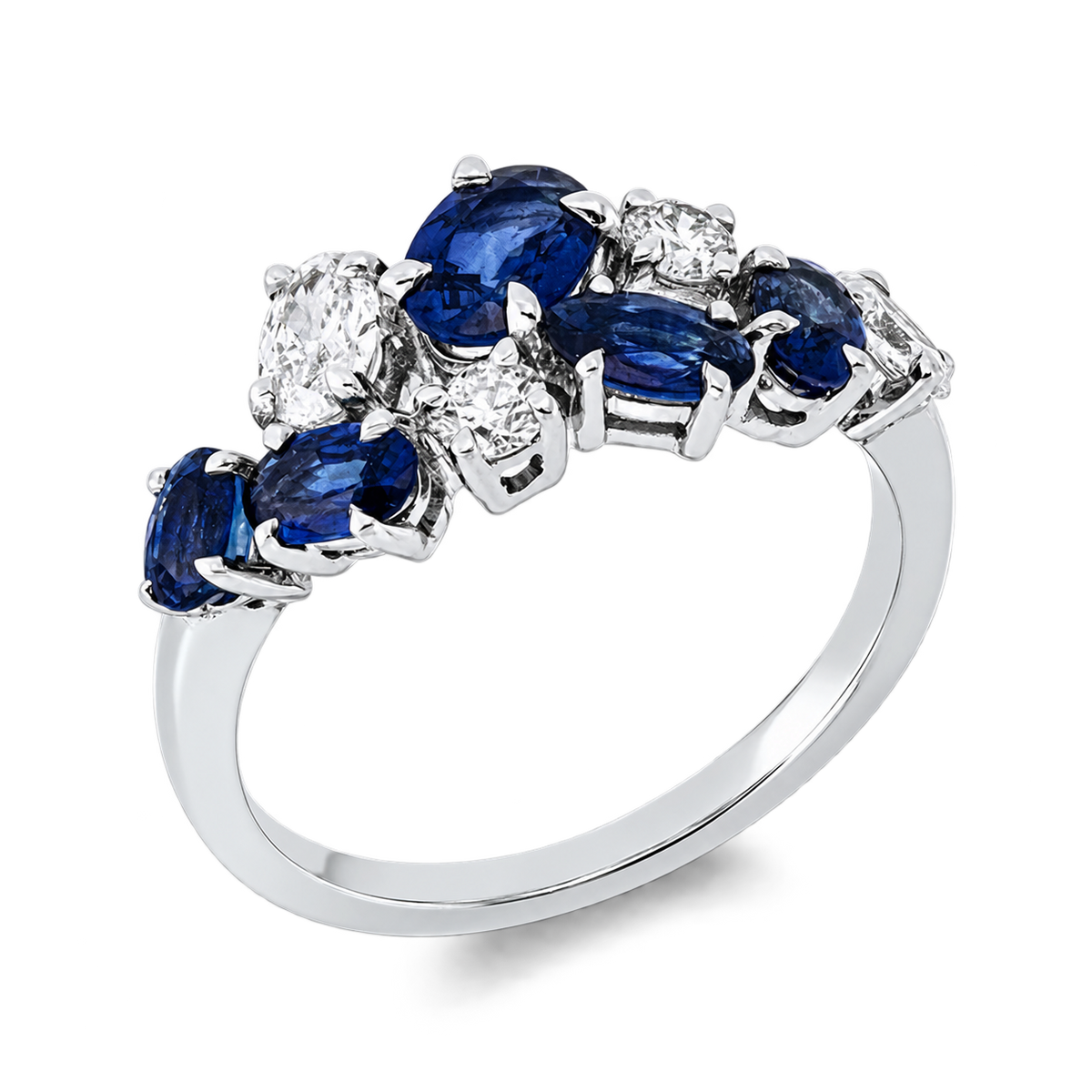 Saphirring Ring BOUQUET Bleu in Weißgold – Produktansicht | NÓIR Diamonds