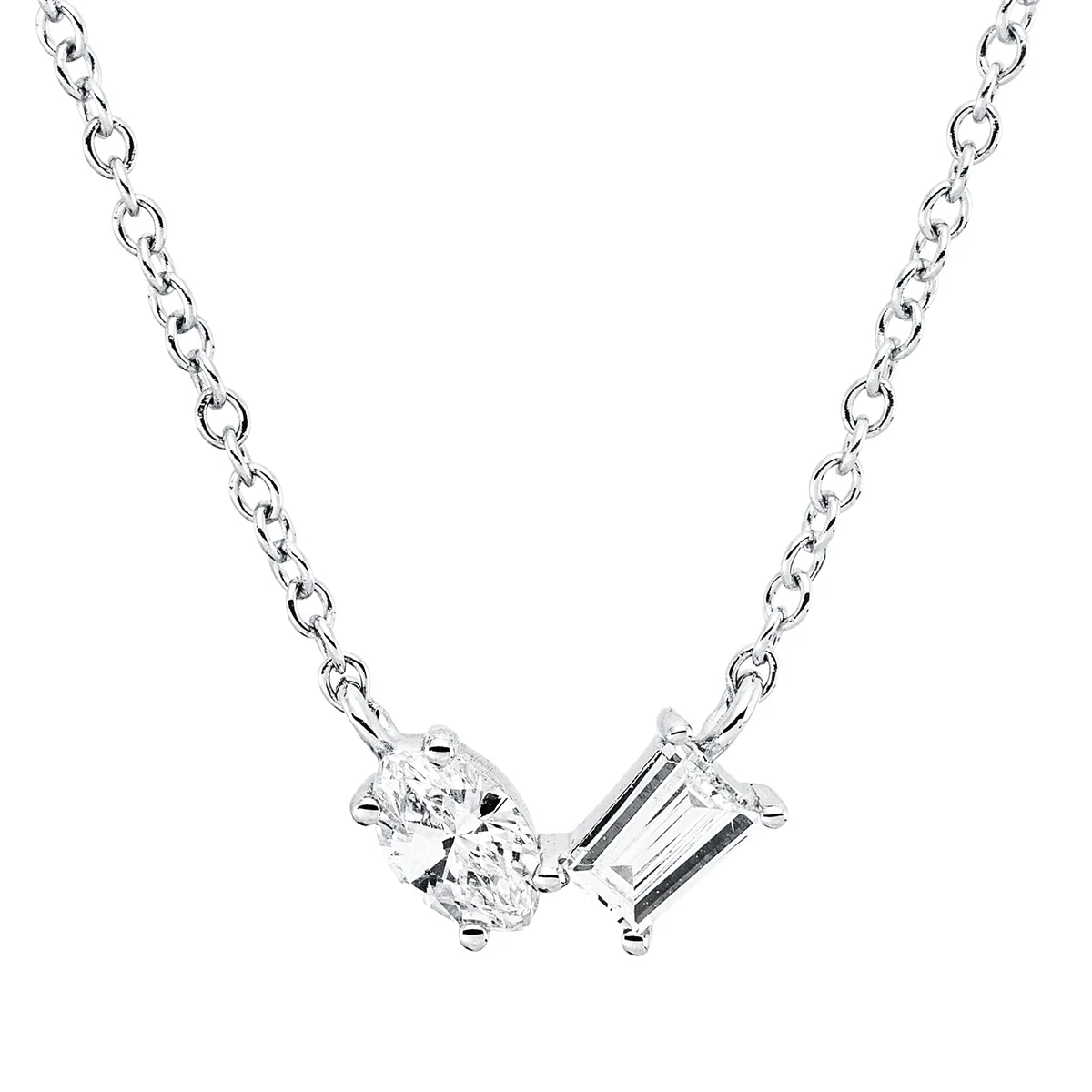 Baguette Collier Weissgold - 4O169