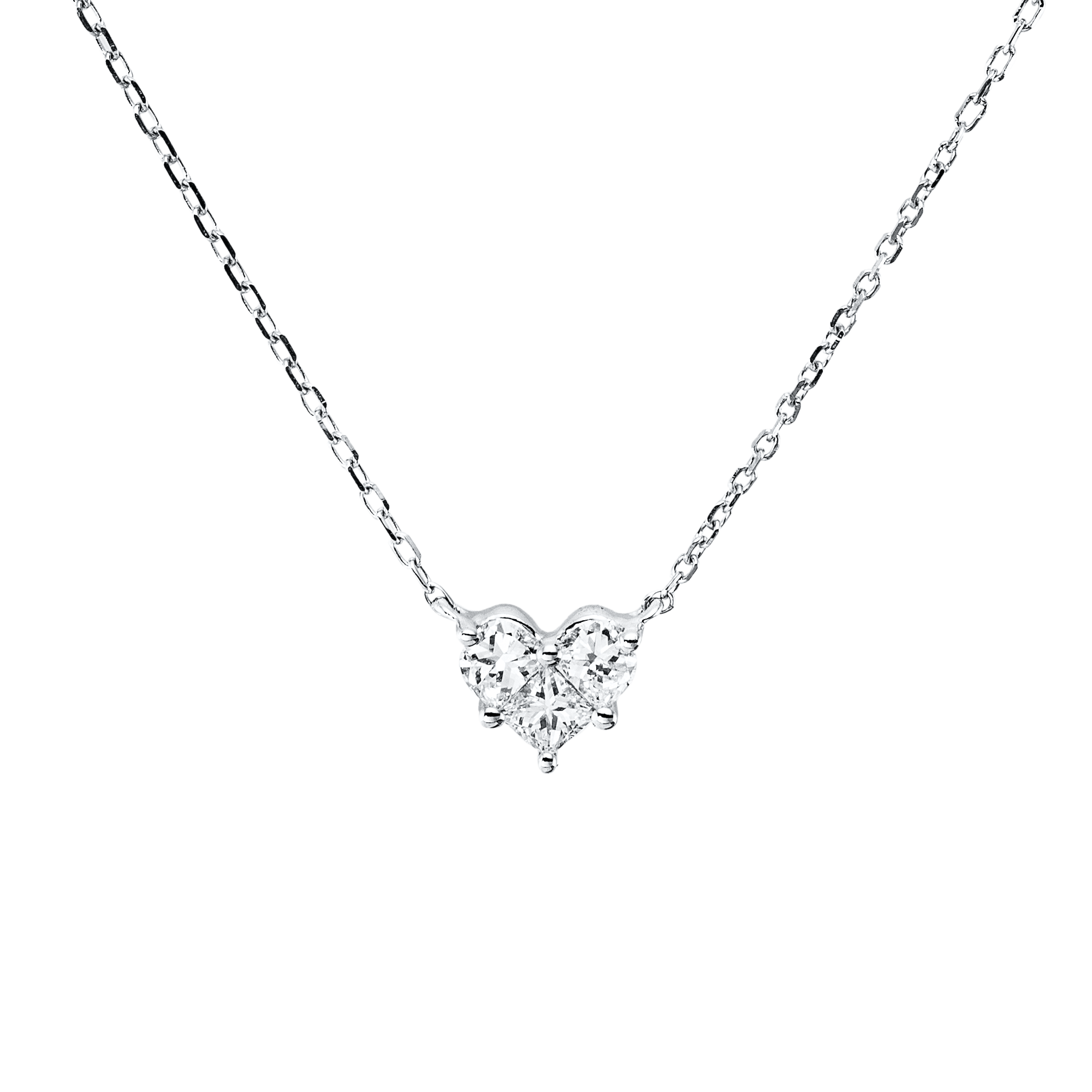 Collier 18 kt WG Herz, mit ZÖ 38 cm