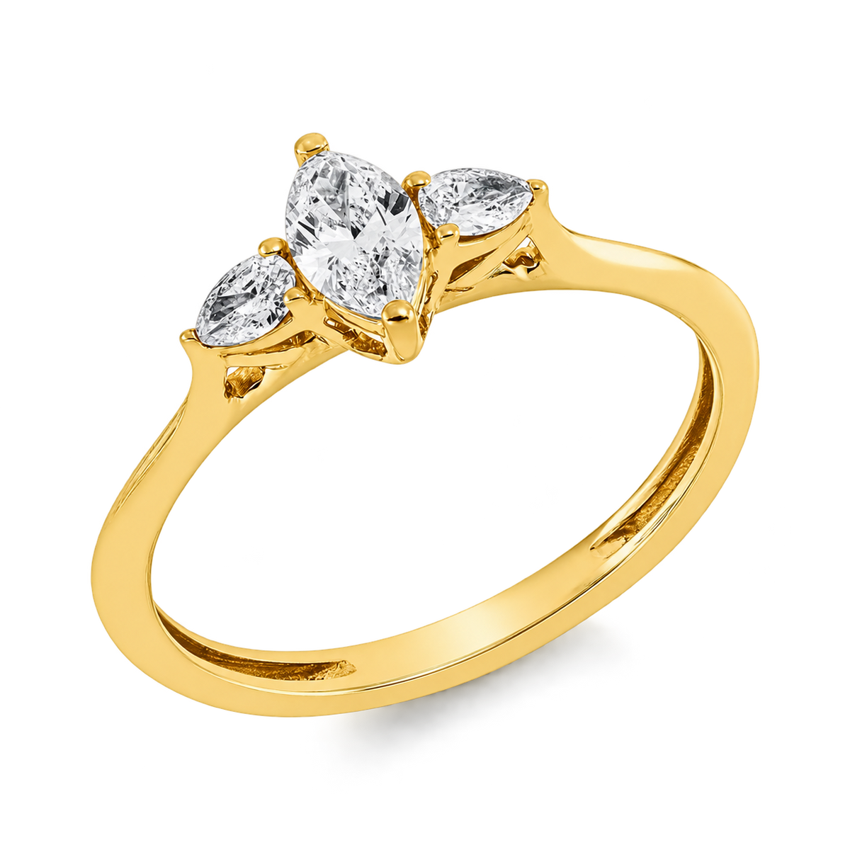 Solitär-Ring mit Besatz in Gelbgold – Produktansicht | NÓIR Diamonds