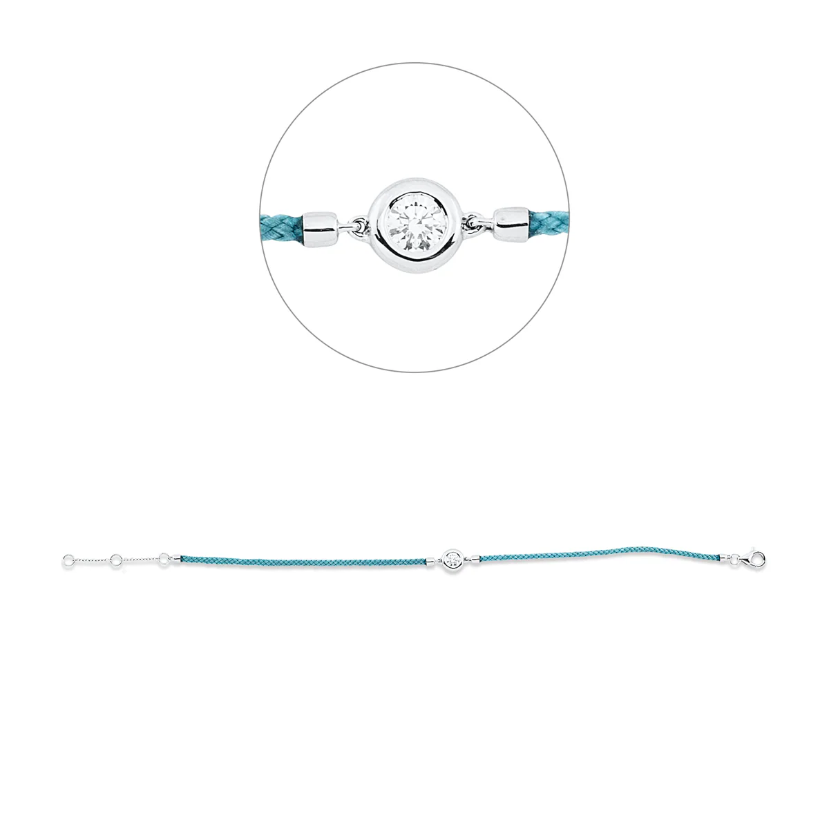 Leder- & Stoffband Armband Weißgold - 5G362