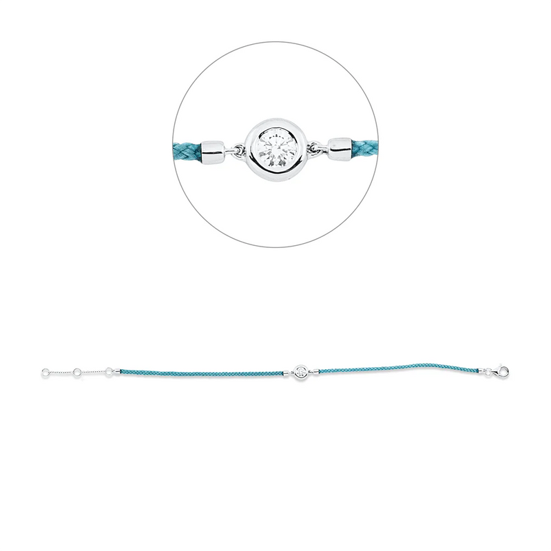 Leder- & Stoffband Armband Weißgold - 5G362