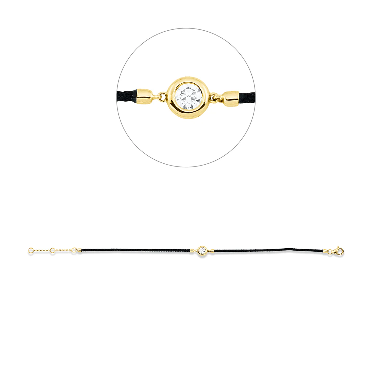 Leder- & Stoffband Armband Gelbgold - 5G363