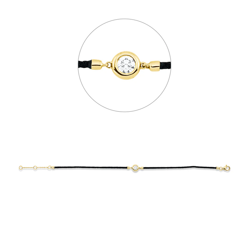 Leder- & Stoffband Armband Gelbgold - 5G363