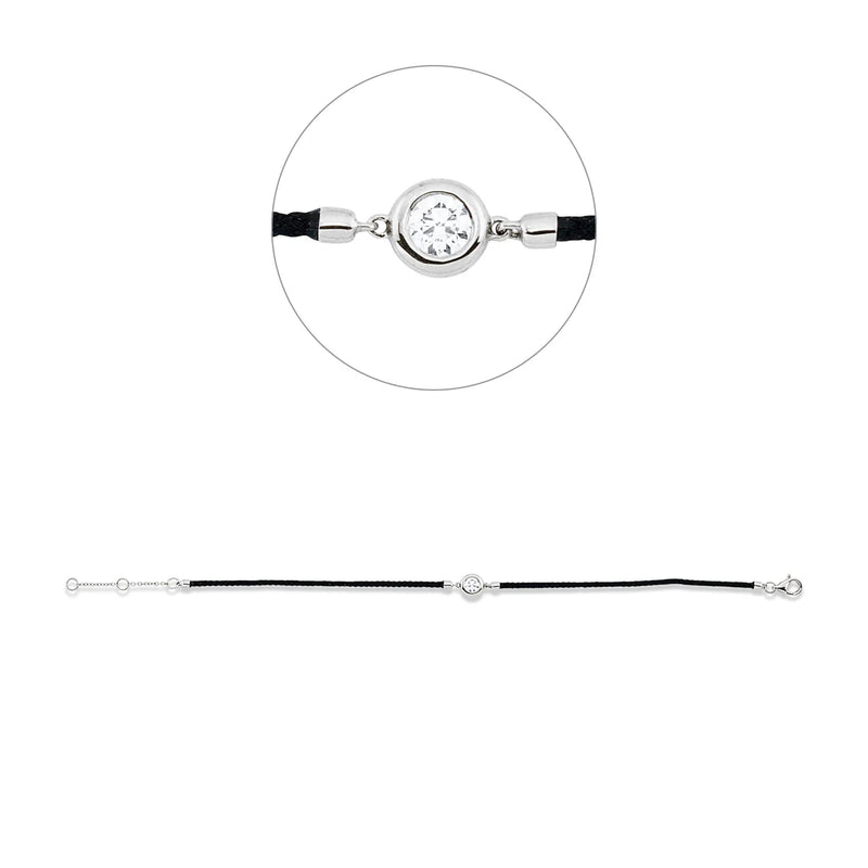 Leder- & Stoffband Armband Weißgold - 5G363