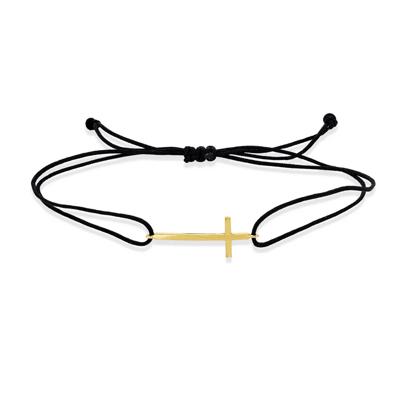 Leder- & Stoffband Armband Gelbgold - 5G639