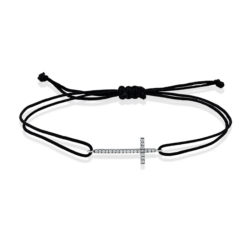 Leder- & Stoffband Armband Weissgold - 5G671