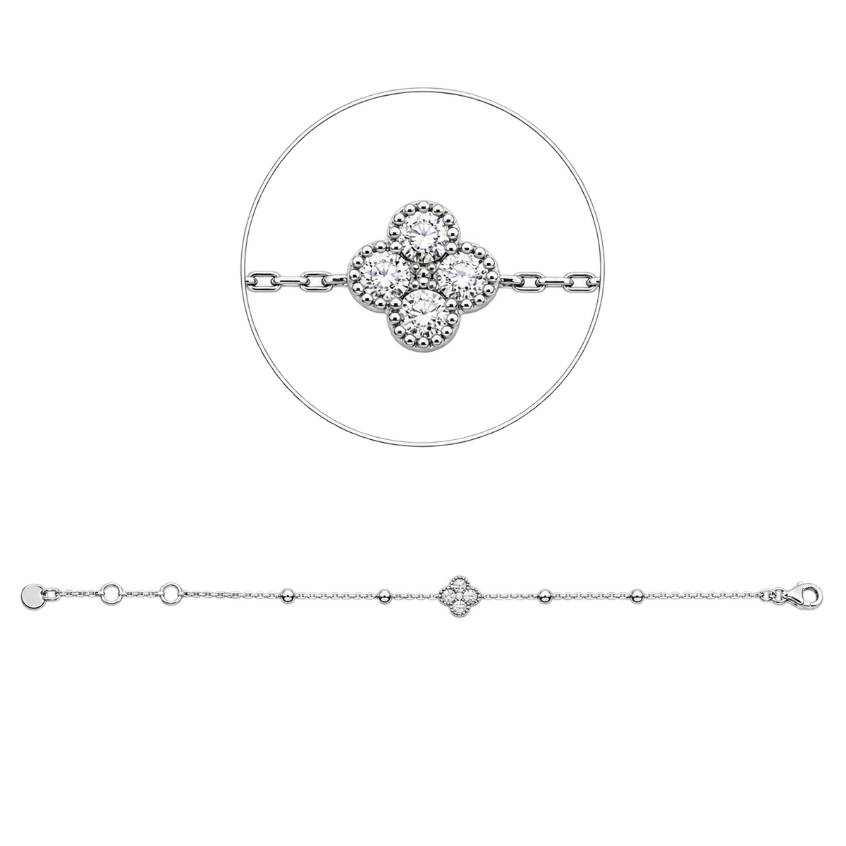 Diamantarmband Armband TRÈFLE Station in Weißgold – Produktansicht | NÓIR Diamonds