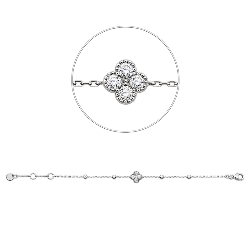 Diamantarmband Armband TRÈFLE Station in Weißgold – Produktansicht | NÓIR Diamonds