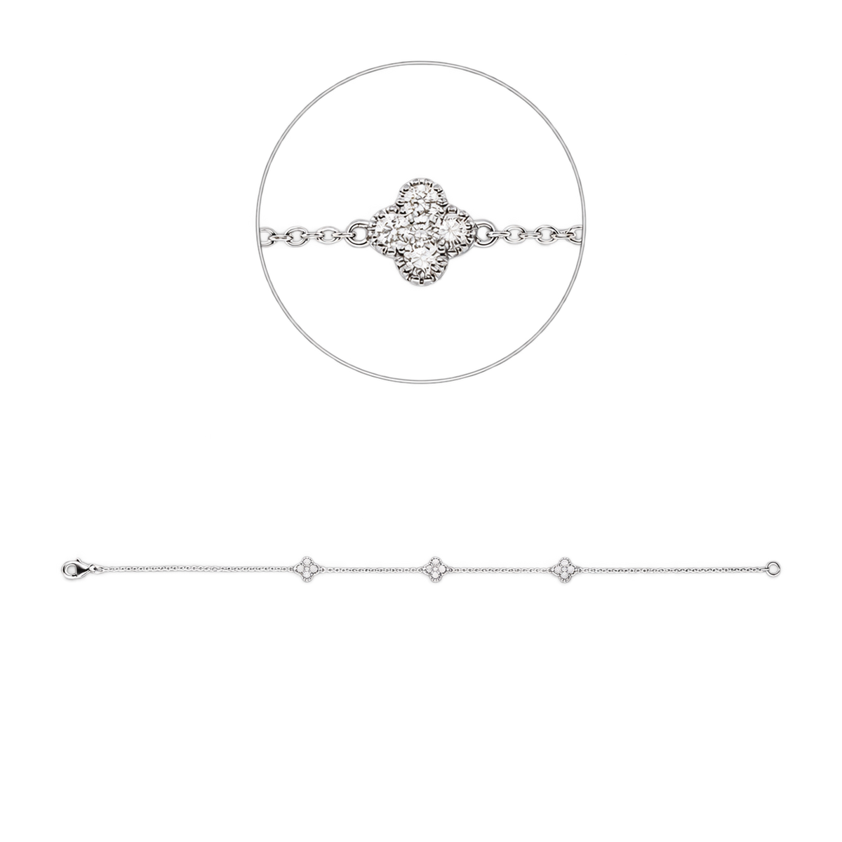 Diamantarmband Armband TRÈFLE Station in Weißgold – Produktansicht | NÓIR Diamonds