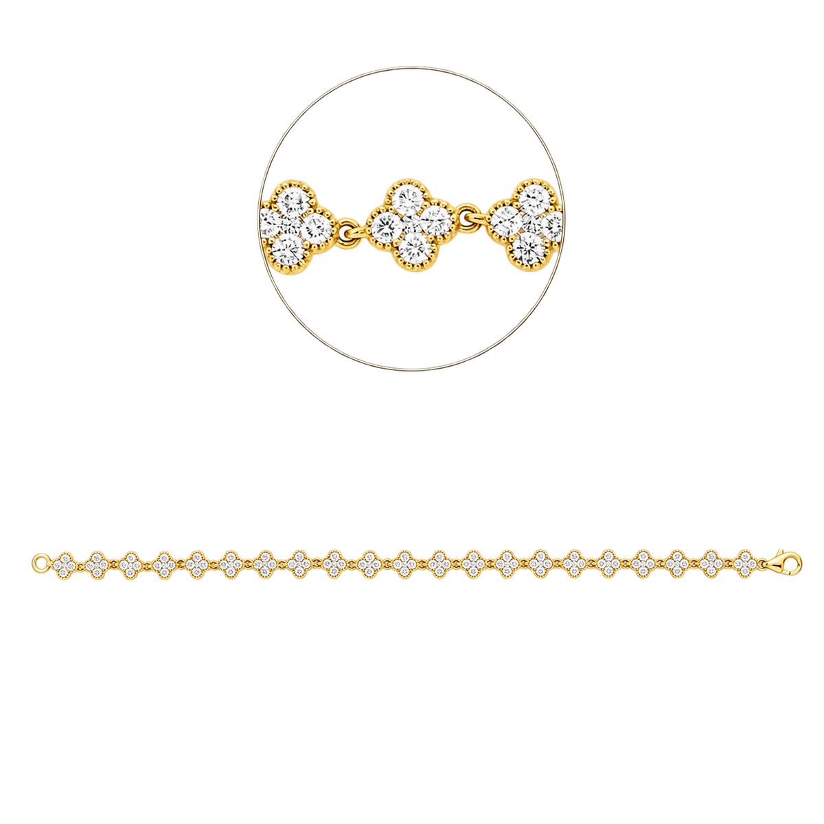 Illusion Armband TRÈFLE Ligne in Gelbgold – Produktansicht | NÓIR Diamonds