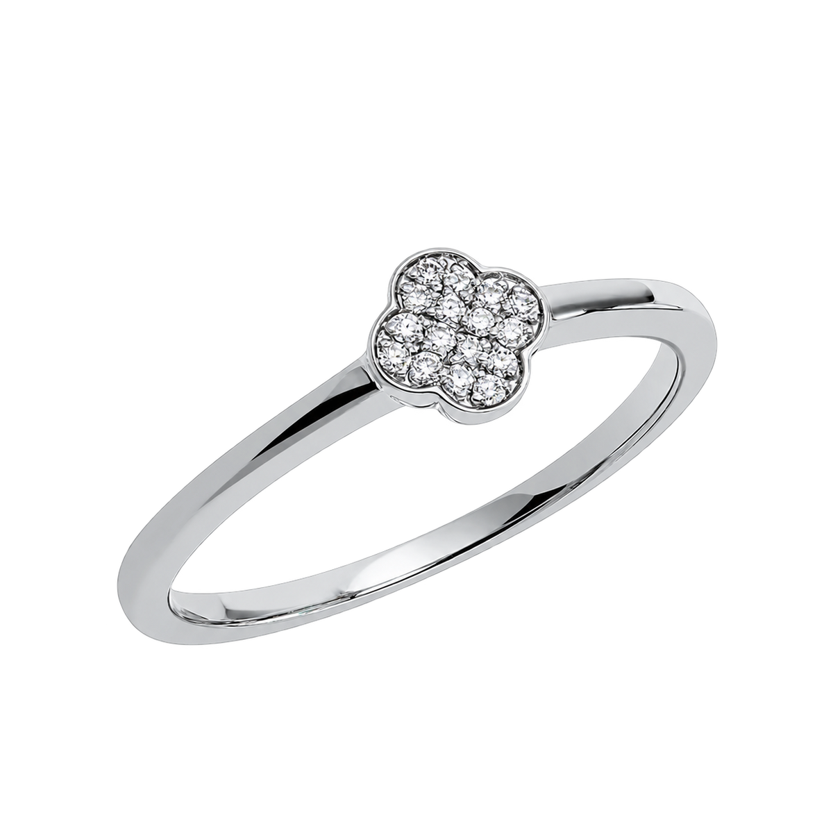 Ring TRÈFLE Pavé in Weißgold – Produktansicht | NÓIR Diamonds