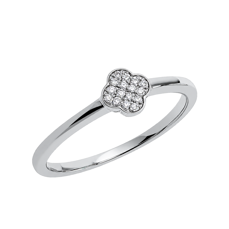Ring TRÈFLE Pavé in Weißgold – Produktansicht | NÓIR Diamonds