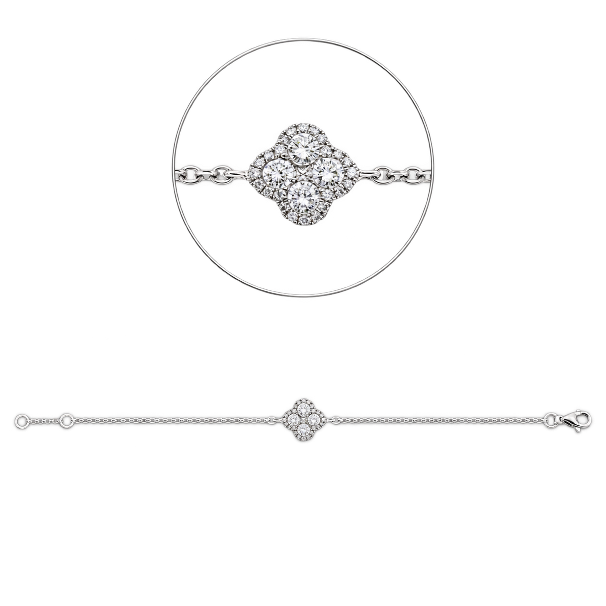 Diamantarmband Armband TRÈFLE Pavé in Weißgold – Produktansicht | NÓIR Diamonds