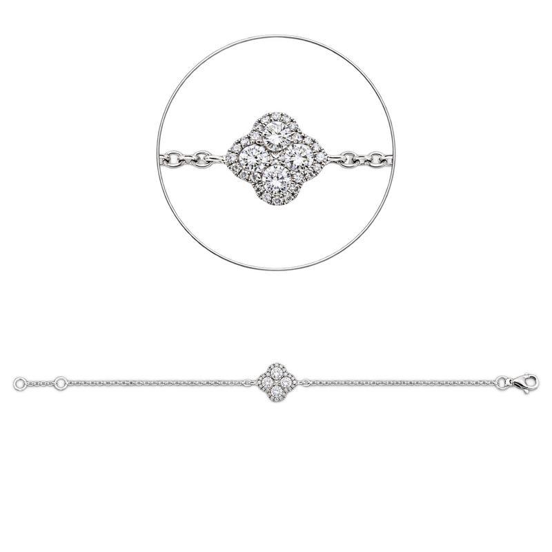 Diamantarmband Armband TRÈFLE Pavé in Weißgold – Produktansicht | NÓIR Diamonds